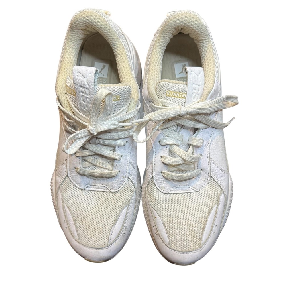 Puma RS Running System Shoes Mens Size 12 White‎ Leather Gum Sole Sneakers